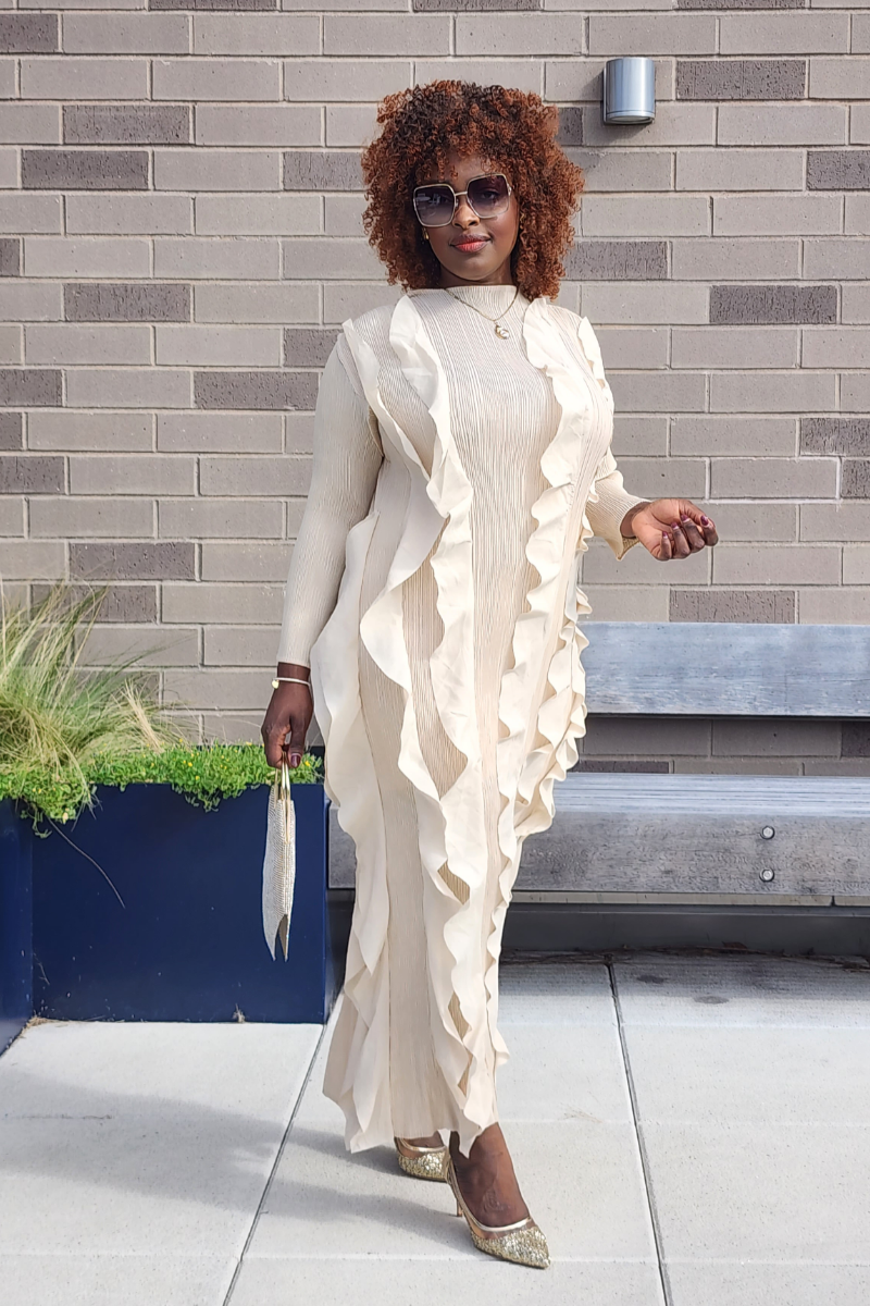 ELEGANCE PARTY DRESS /BEIGE