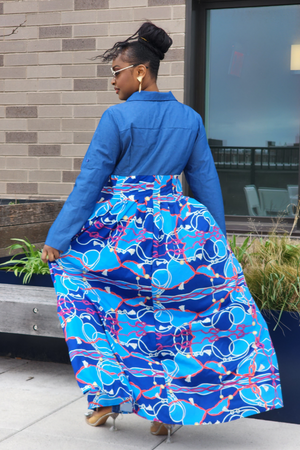 AFRICAN QUEEN MAXI DRESS /BLUE
