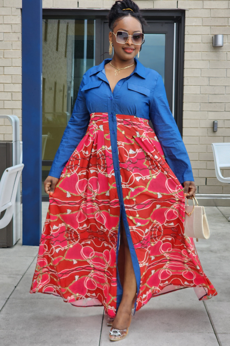 AFRICAN QUEEN MAXI DRESS /RED