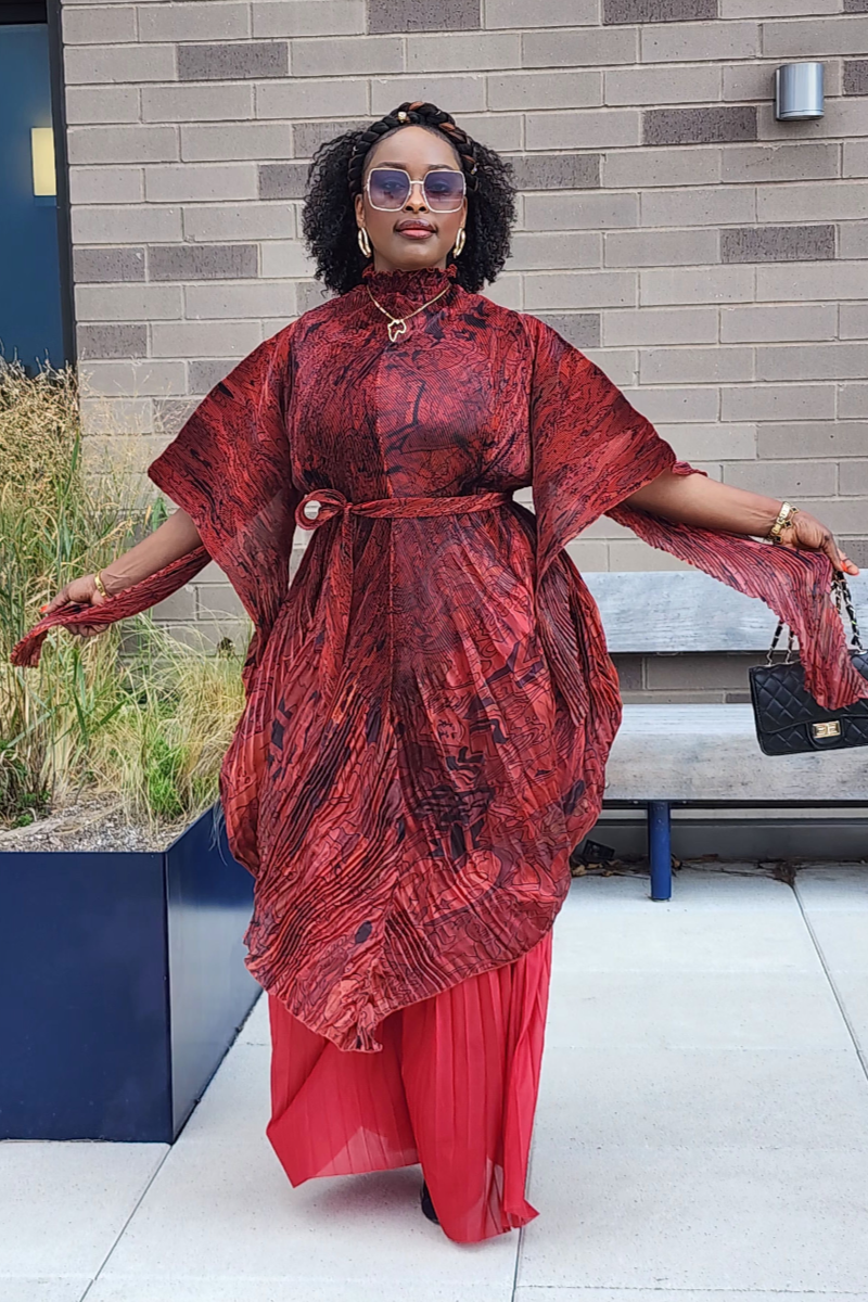 FOLIAGE PANT SET/ RED