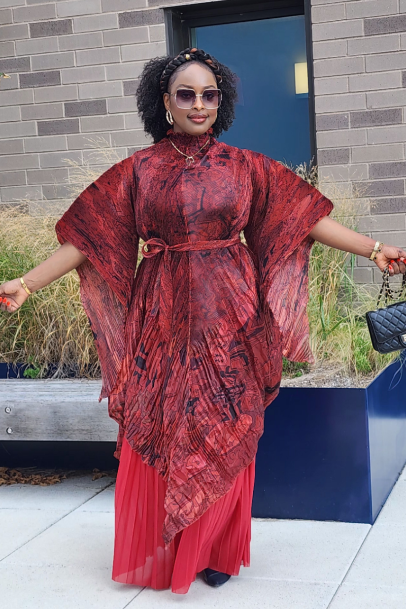 FOLIAGE PANT SET/ RED