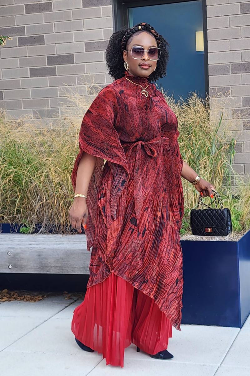 FOLIAGE PANT SET/ RED