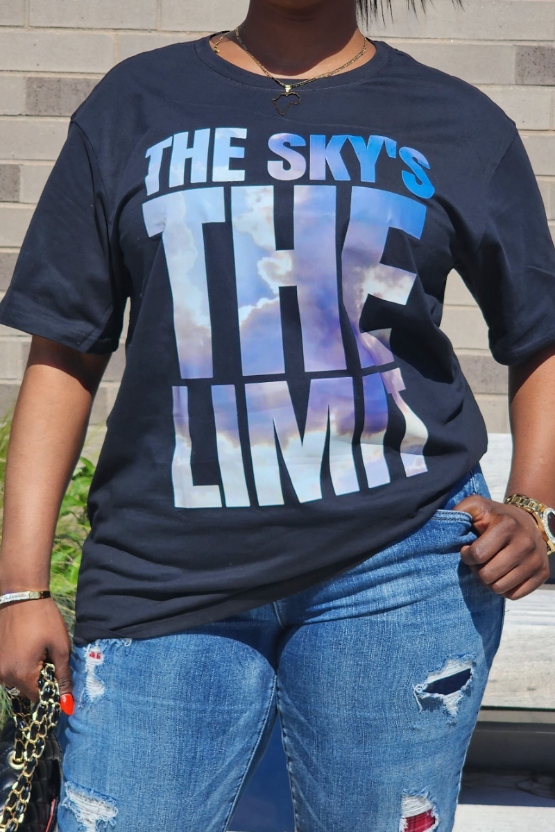 SKY / BLACK TEE UNISEX