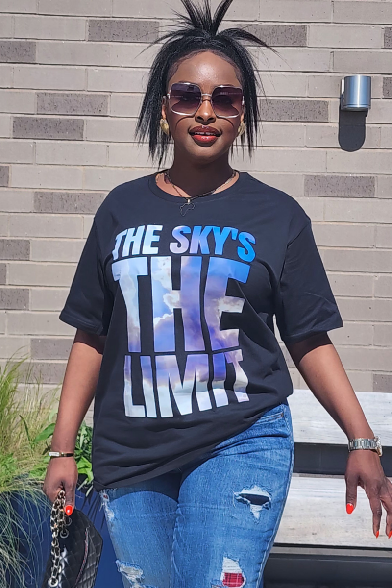 SKY / BLACK TEE UNISEX