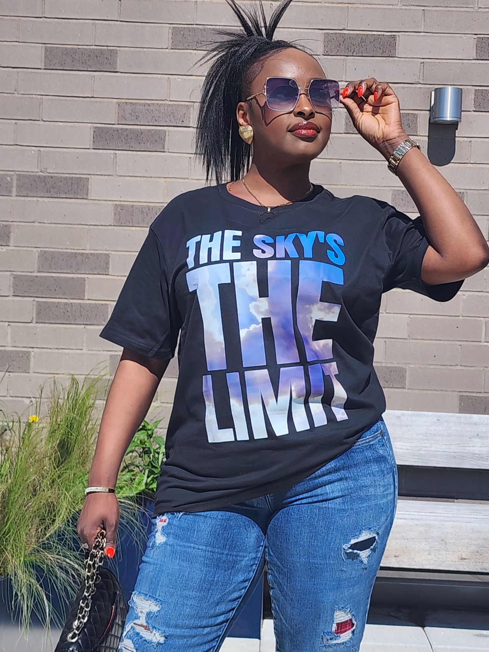 SKY / BLACK TEE UNISEX