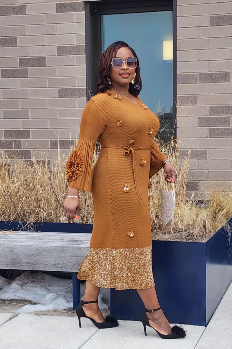 brown dress christmas GRWM wearing the PRETTIEST holiday outfit! This is perfect for after Christmas too!!! Im loving monochromatic outfits lately & this brown satin skirt + brown sweater is just I feel so good