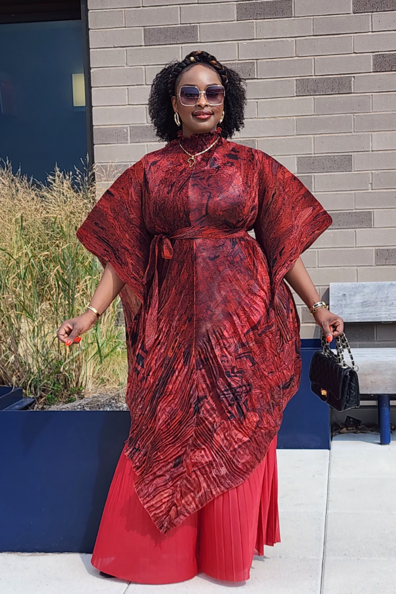 FOLIAGE PANT SET/ RED