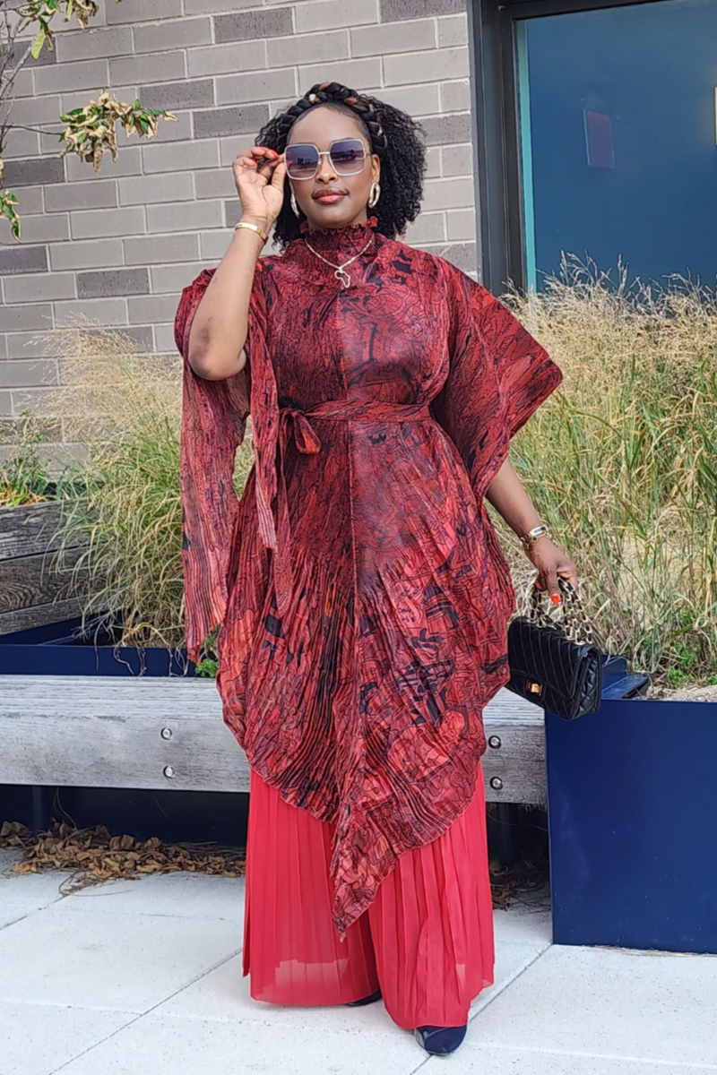 FOLIAGE PANT SET/ RED