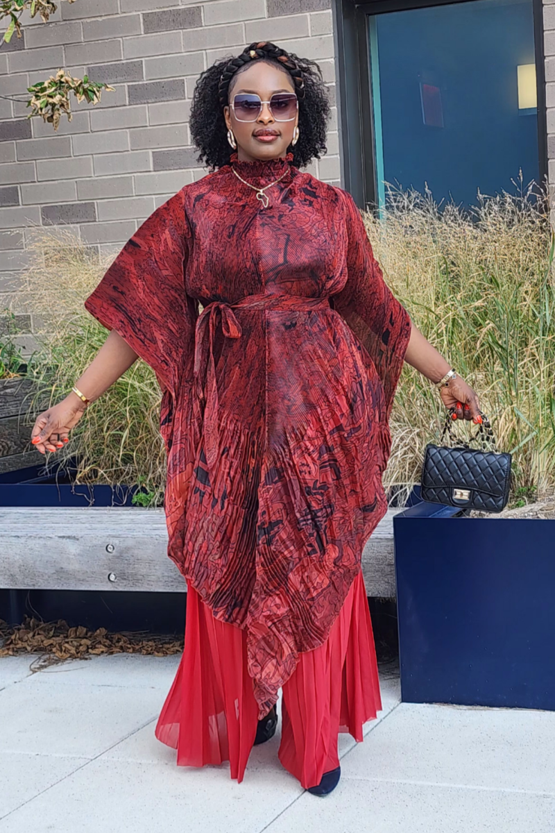 FOLIAGE PANT SET/ RED