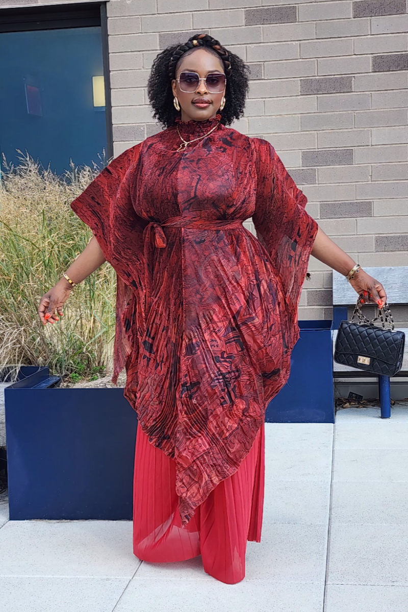 FOLIAGE PANT SET/ RED