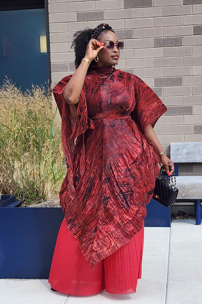 FOLIAGE PANT SET/ RED