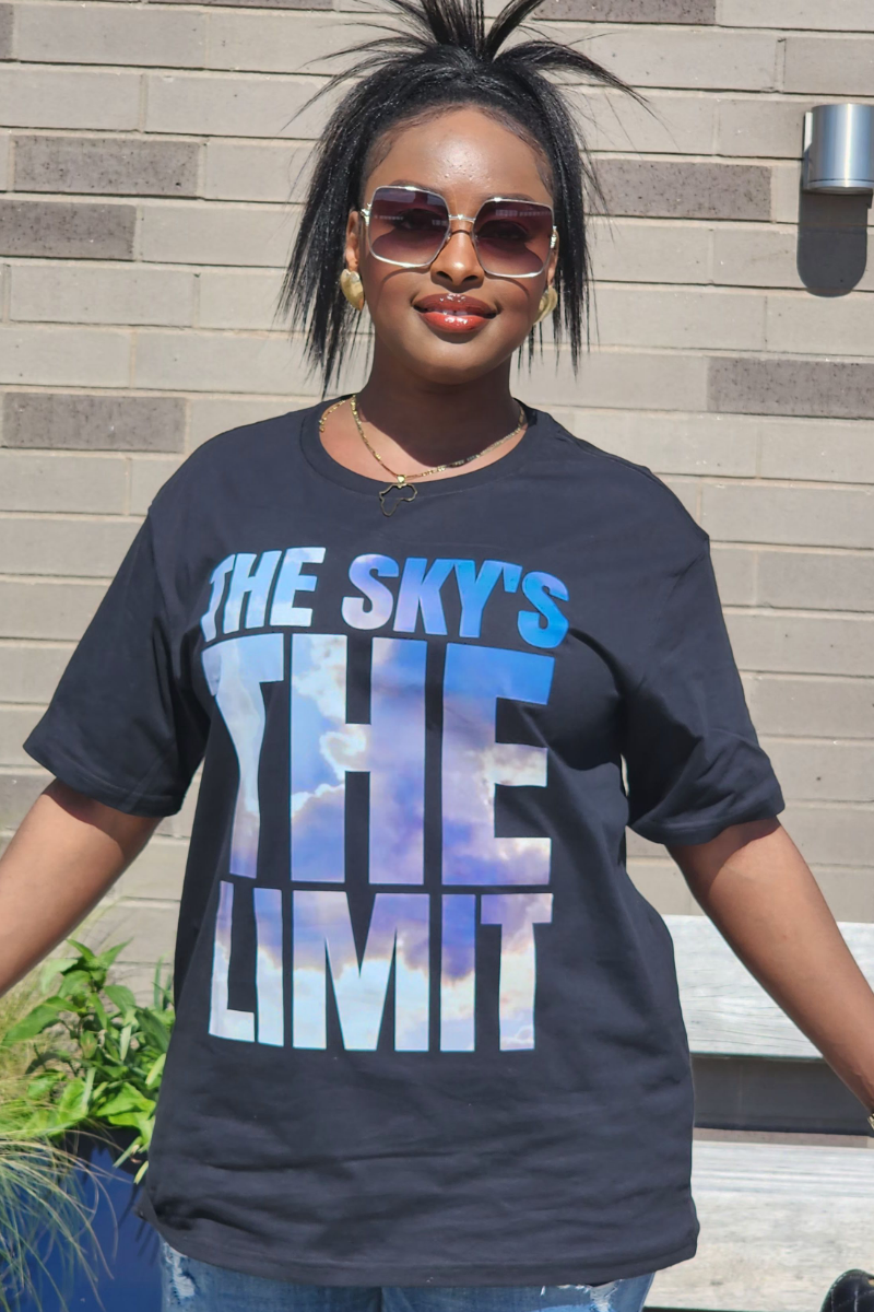 SKY / BLACK TEE UNISEX