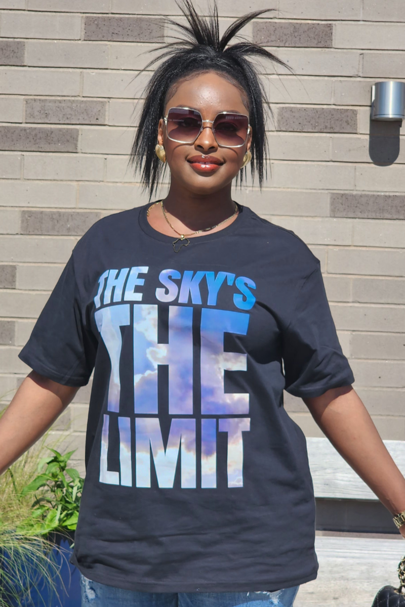 SKY / BLACK TEE UNISEX