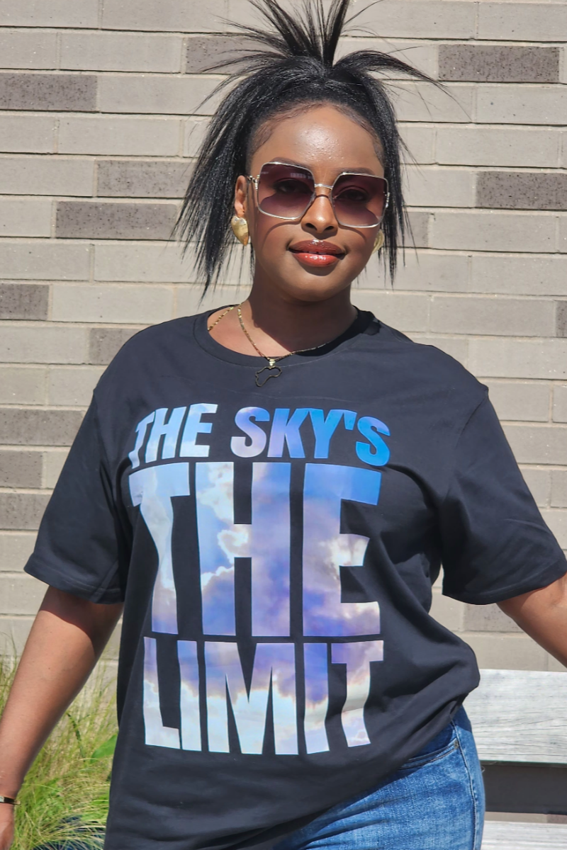 SKY / BLACK TEE UNISEX
