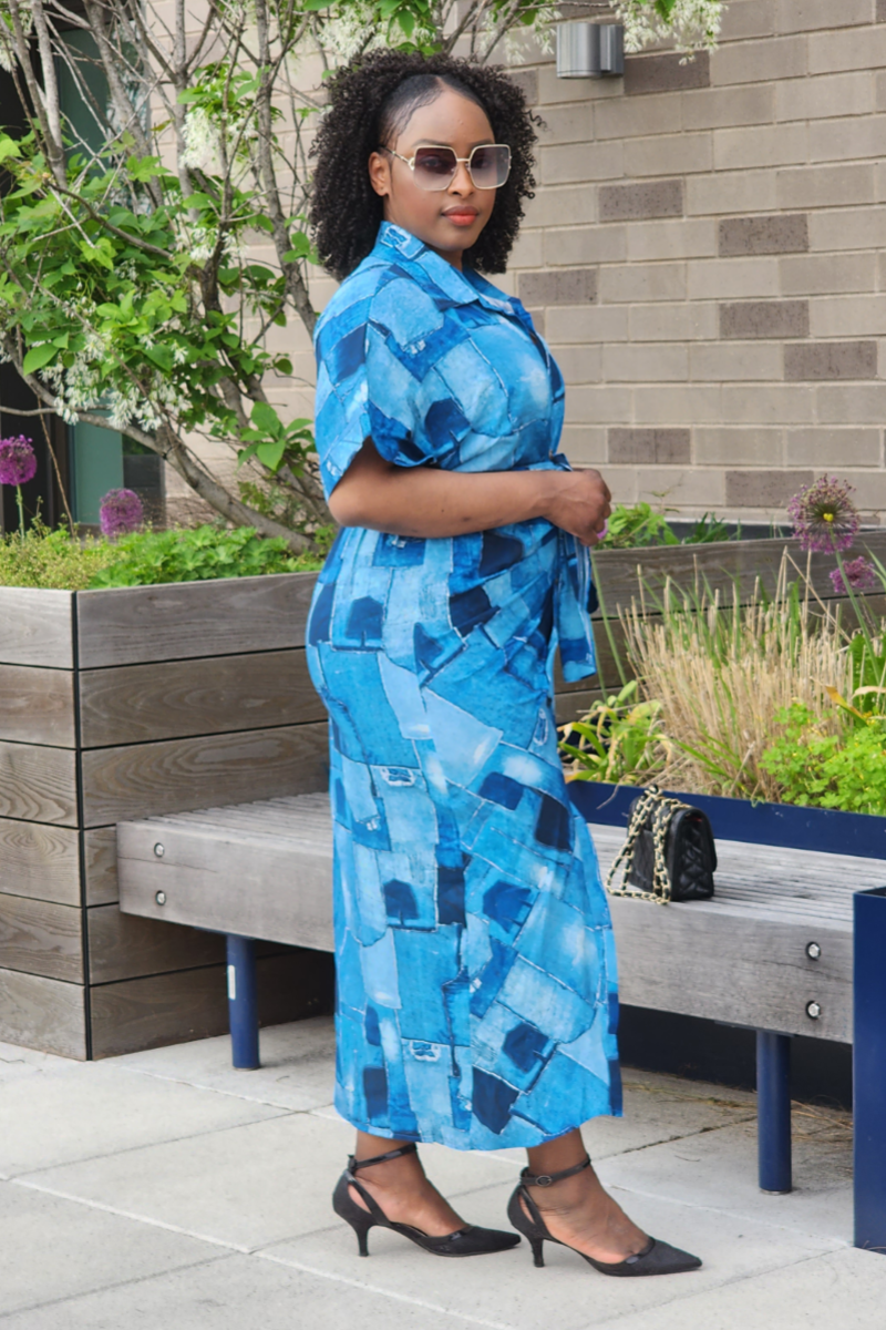 RAKIA DENIM DRESS BLUE