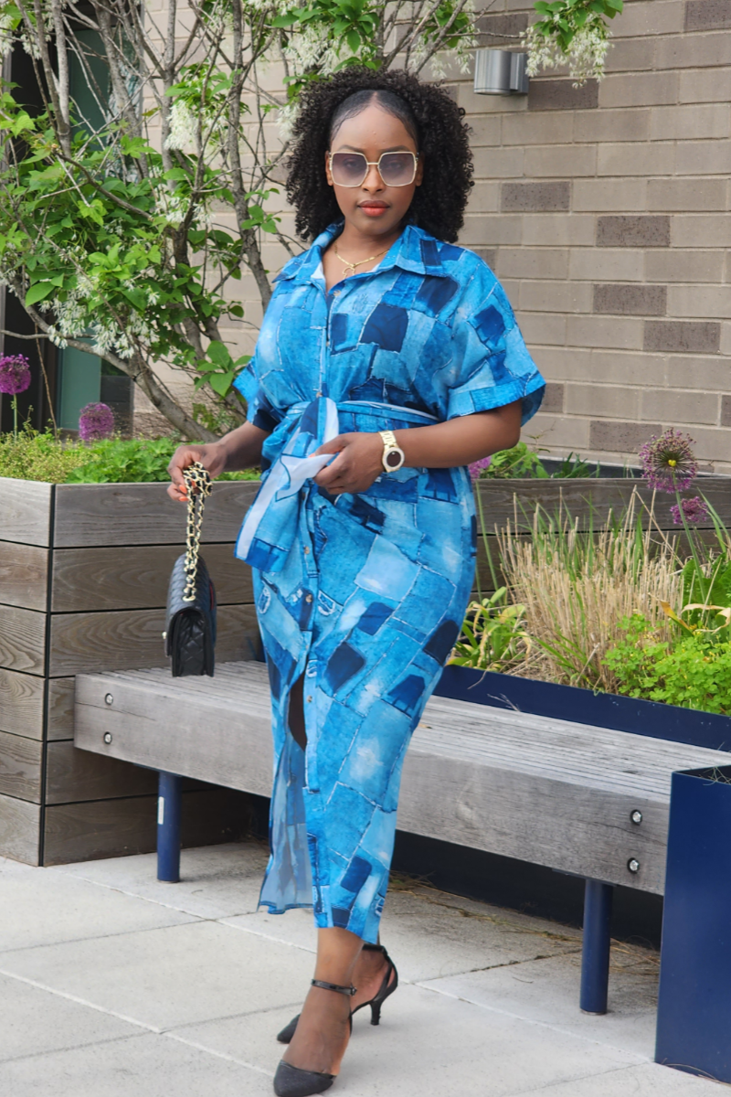 RAKIA DENIM DRESS BLUE