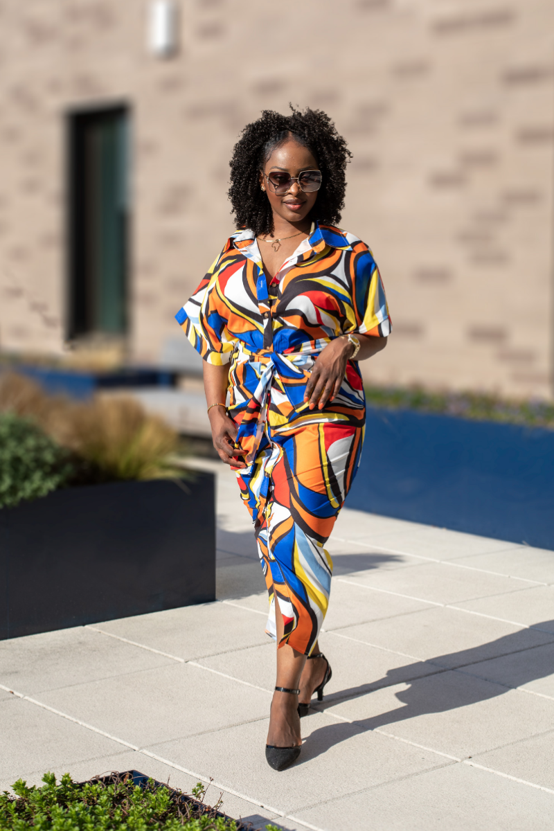 RAKIA DENIM DRESS MULTICOLOR